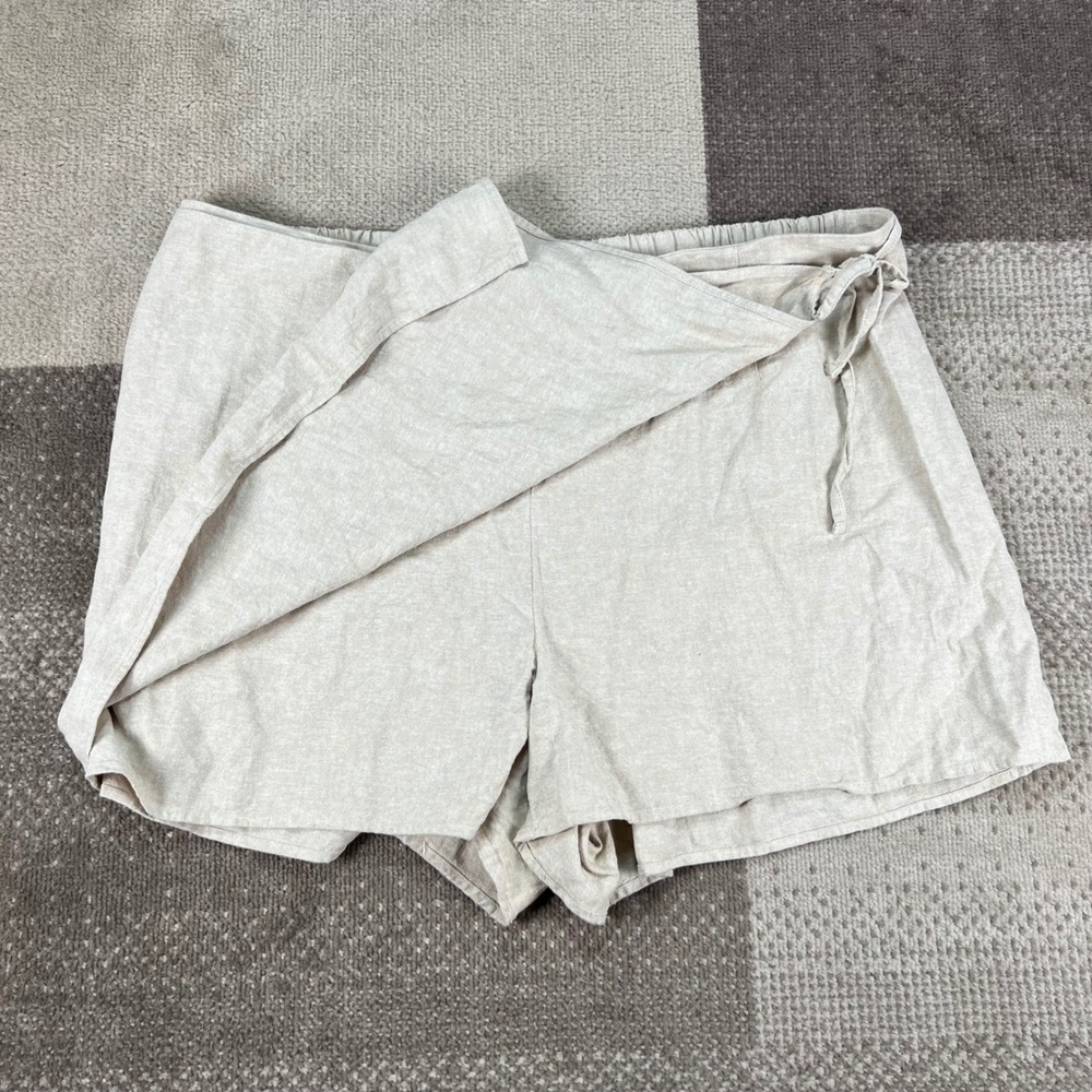 Old Navy Womens 2X Linen Blend Wrap Skort Beige Neutral Coastal‎ Summer Casual - Picture 2 of 10